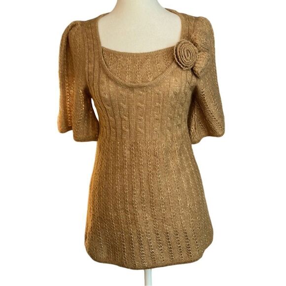 Urchin x Anthropologie Flutter Sleeve Scoopneck Rosette Sweater - Picture 1 of 6